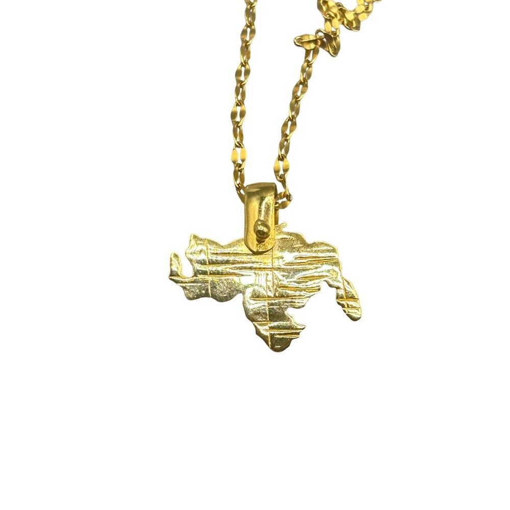 Venezuela Country Map Shaped Gold Tone Necklace with 18" Chain